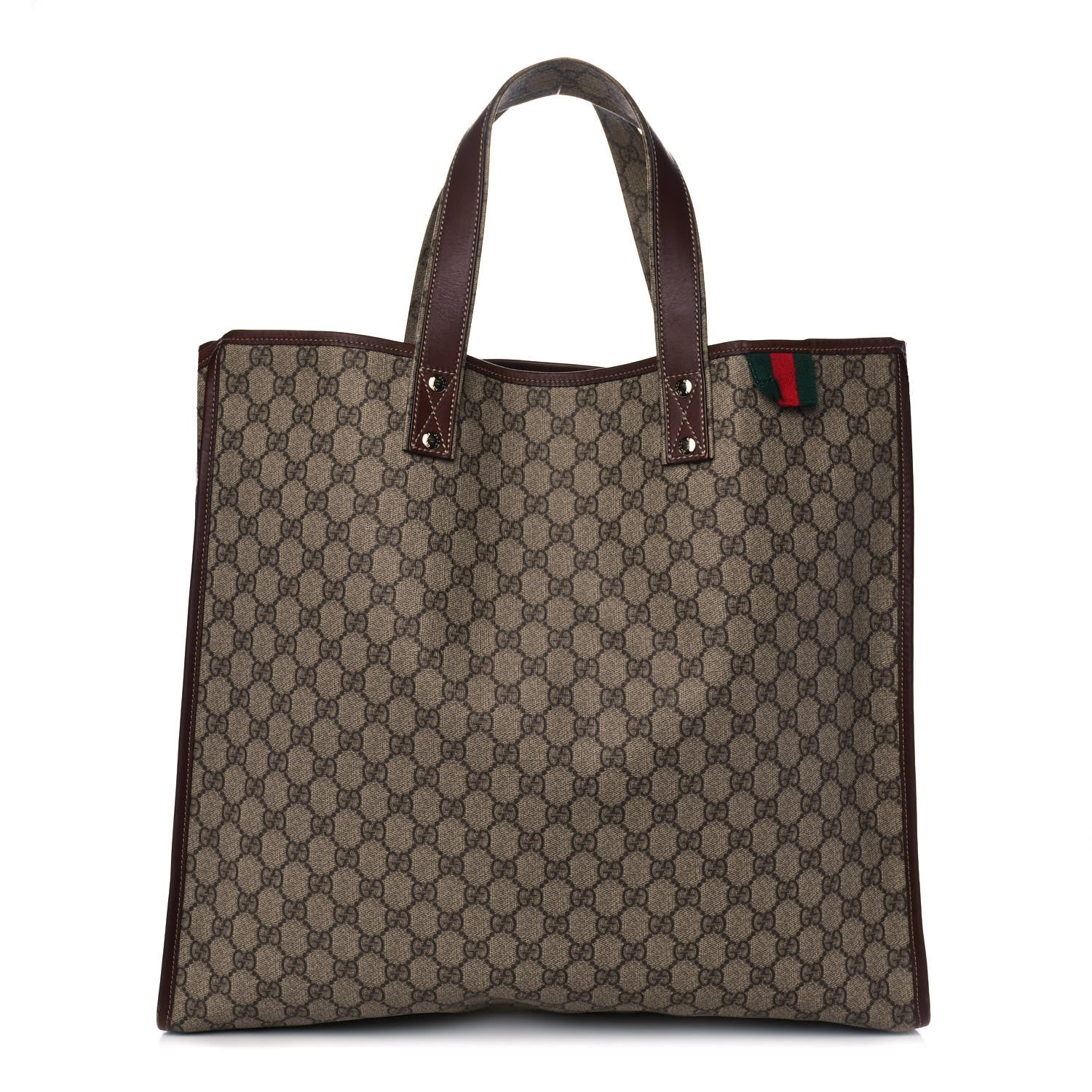Gucci GG Plus Monogram Large Signature Web Loop Tote Brown 1 of 14