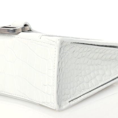 Balenciaga Shiny Calfskin Crocodile Embossed XXS Hourglass East West Tote White 10 of 10