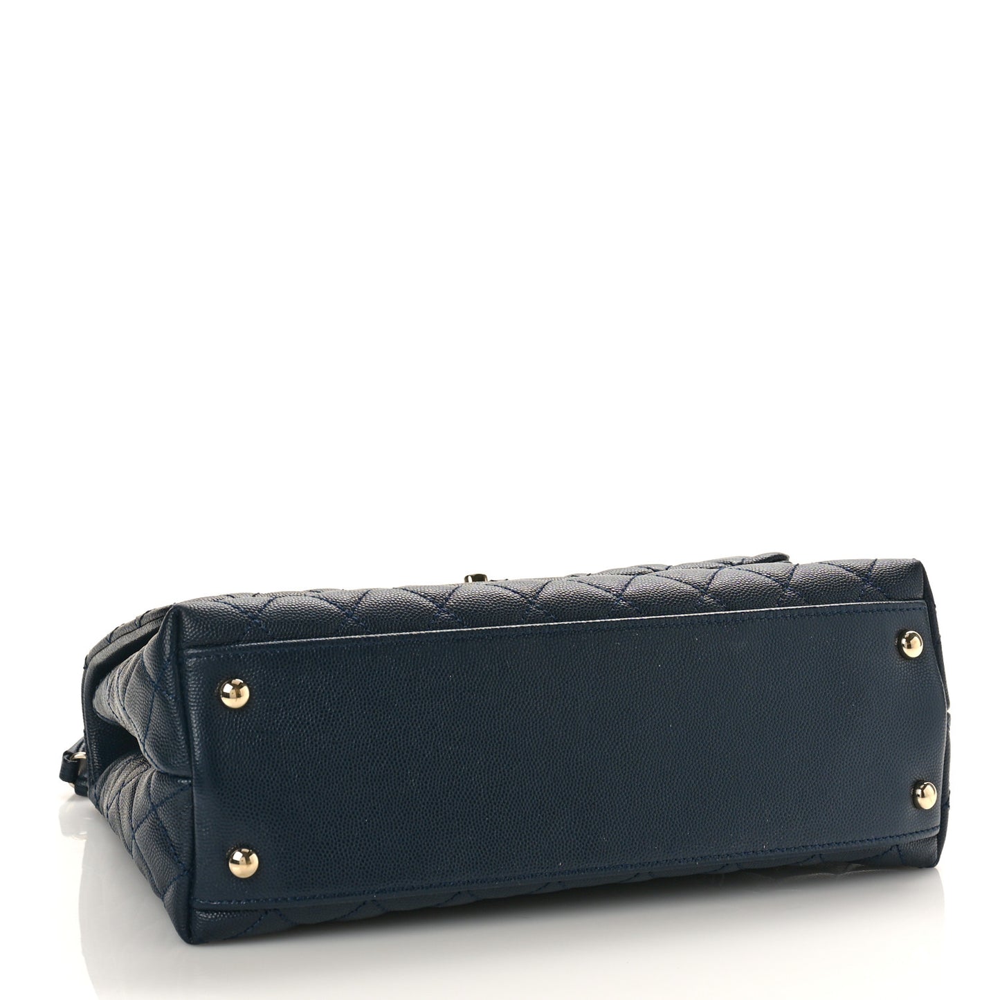 Caviar Lizard Embossed Quilted Small Coco Handle Flap Navy Blue