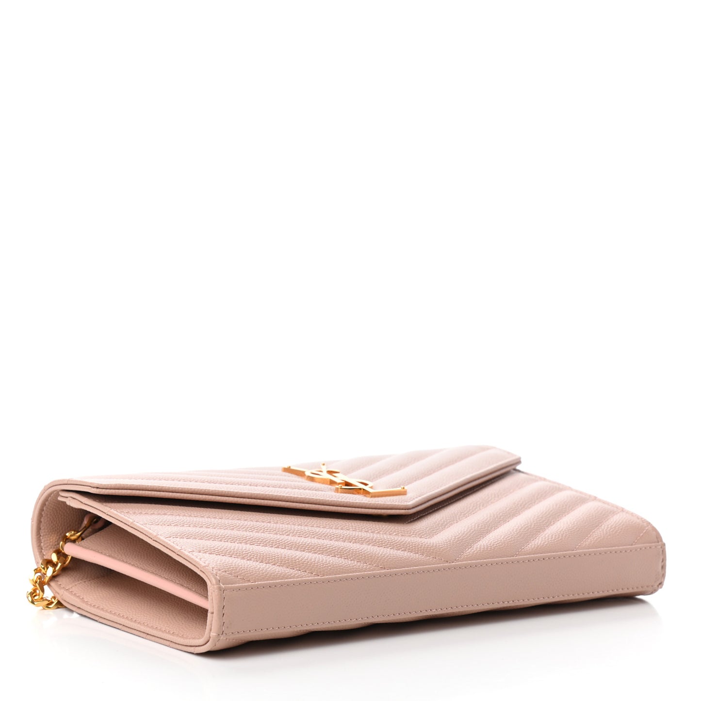 Grain De Poudre Matelasse Chevron Monogram Chain Wallet Pale Pink
