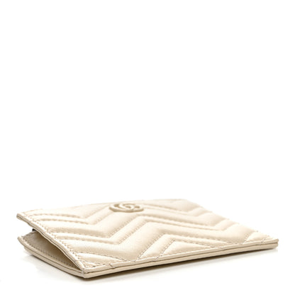Gucci Lambskin Matelasse Monochrome GG Marmont Zip Key Pouch New Ivoire 4 of 7