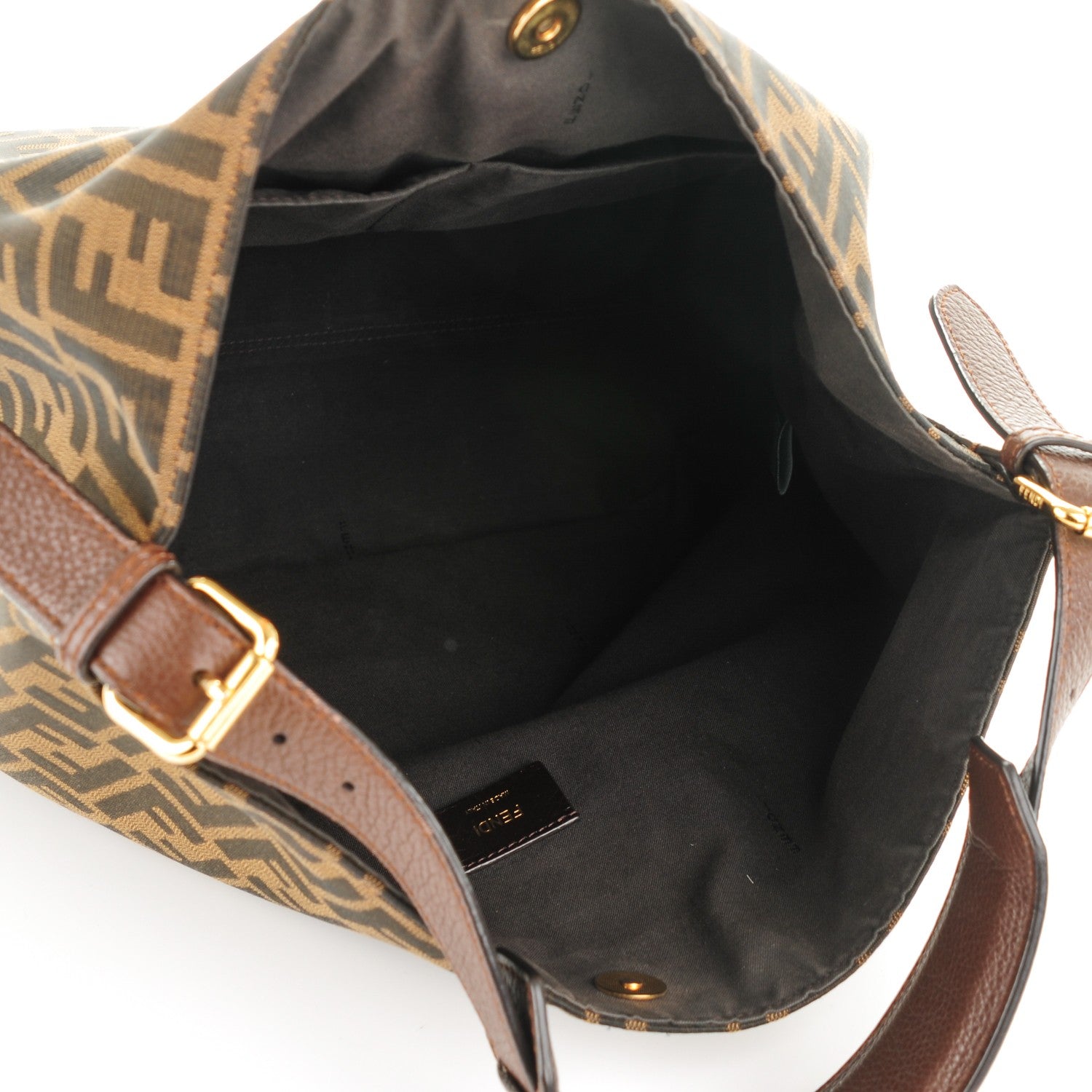 Fendi Zucca Vitello Artic Large Hobo Tobacco Castagna 5 of 7