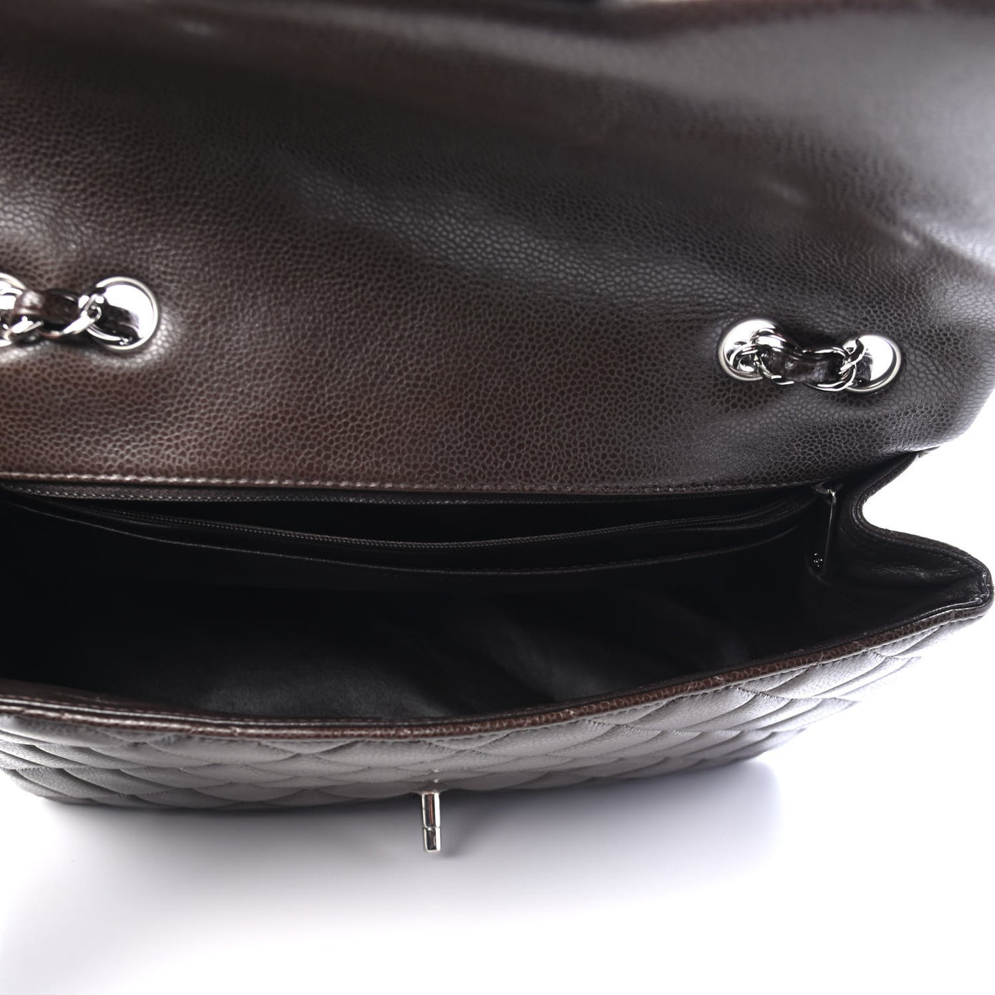 Caviar Quilted Jumbo Single Flap Dark Brown