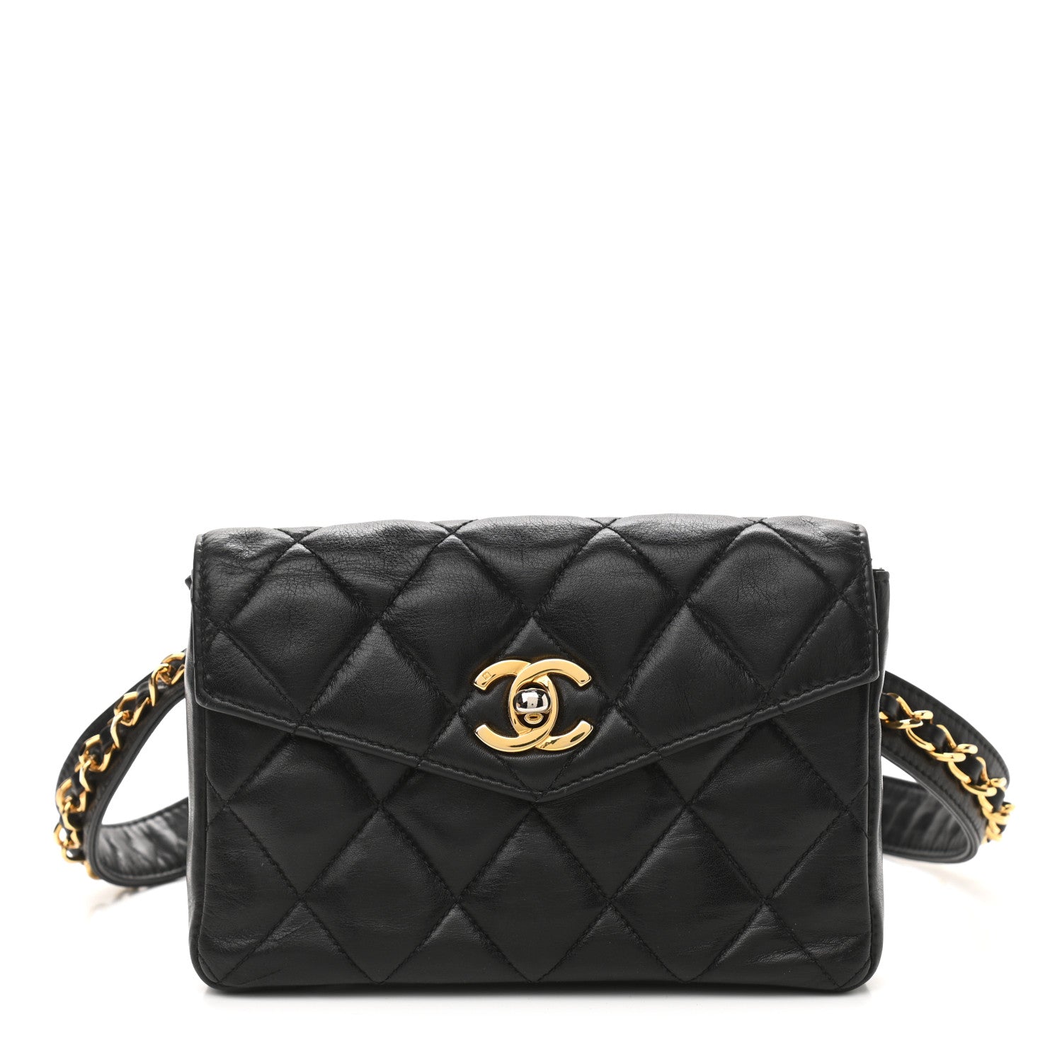 Chanel Lambskin Quilted Flap Waist Belt Bag Black 1 of 13