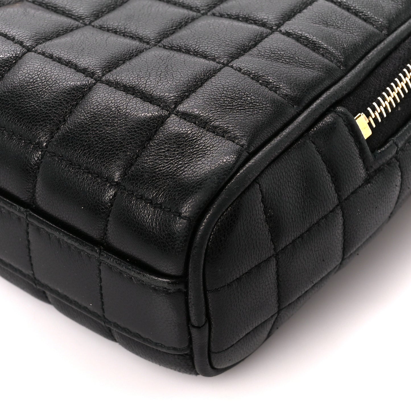 Lambskin Carre Quilted Cassandre Mini Camera Bag Black