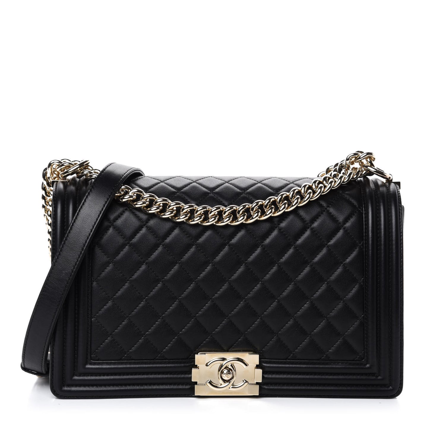 Lambskin Quilted New Medium Boy Flap Black