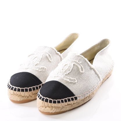 Chanel Linen CC Espadrilles 37 Beige Black 2 of 9
