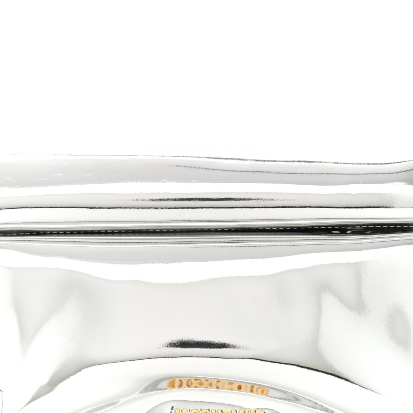 Metallic Patent Calfskin La Pochette Rond Carre Silver
