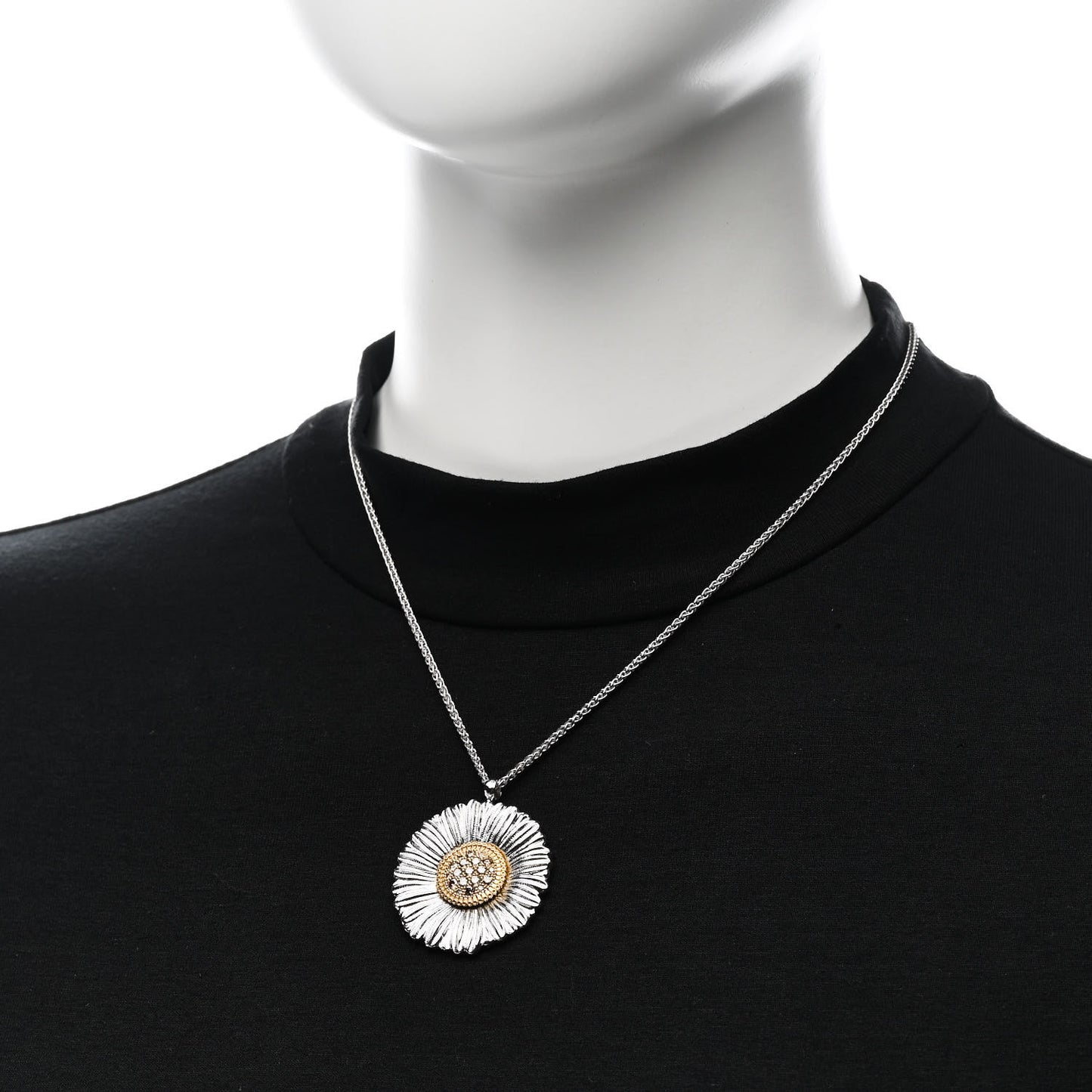 Sterling Silver Vermeil Fancy Diamond Blossom Pendant Necklace