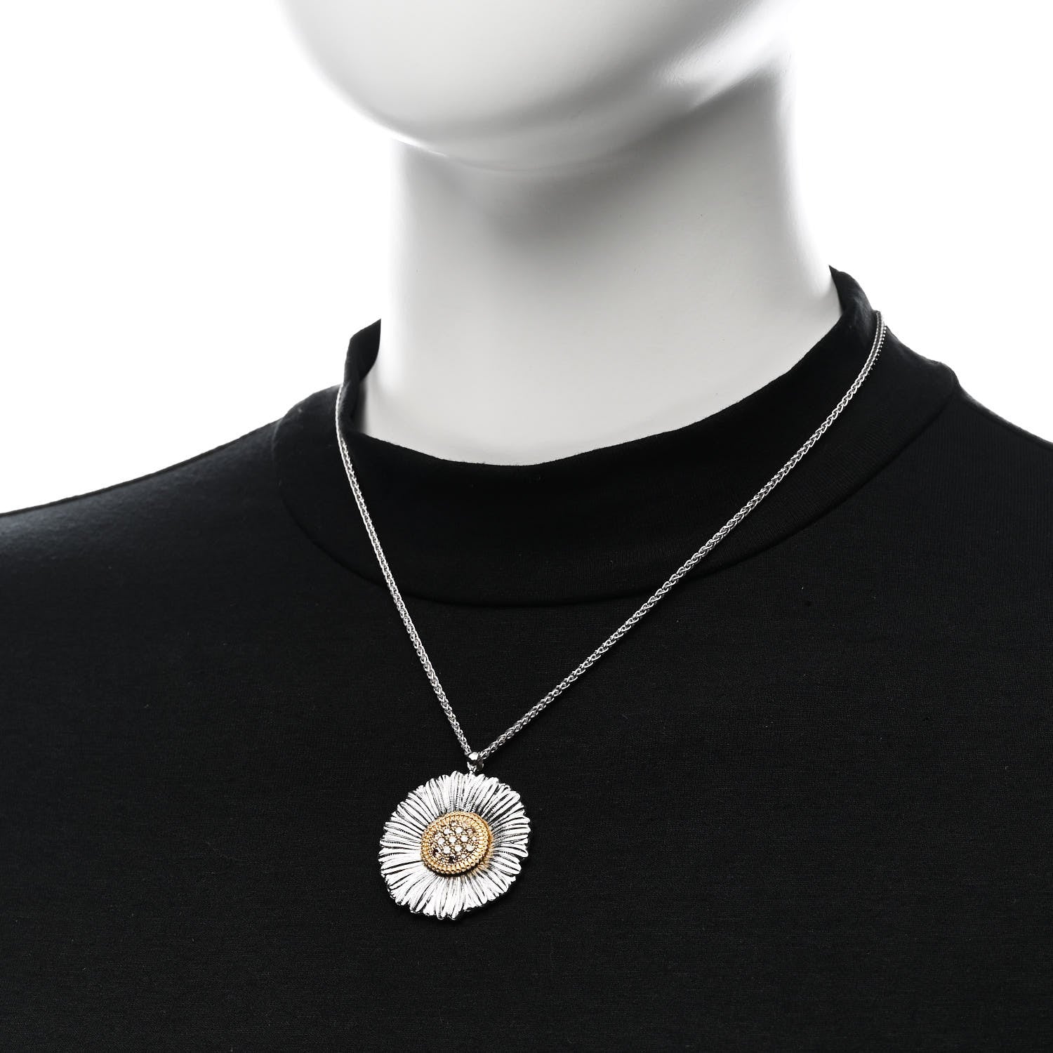 Buccellati Sterling Silver Vermeil Fancy Diamond Blossom Pendant Necklace 2 of 7