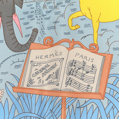 Hermes Silk Le Carnaval des Anima Scarf 90 Bleu Glacier Jaune 2 of 3