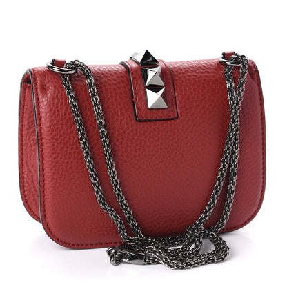 Valentino Garavani Pebbled Calfskin Small Glam Lock Rockstud Flap Red 3 of 9