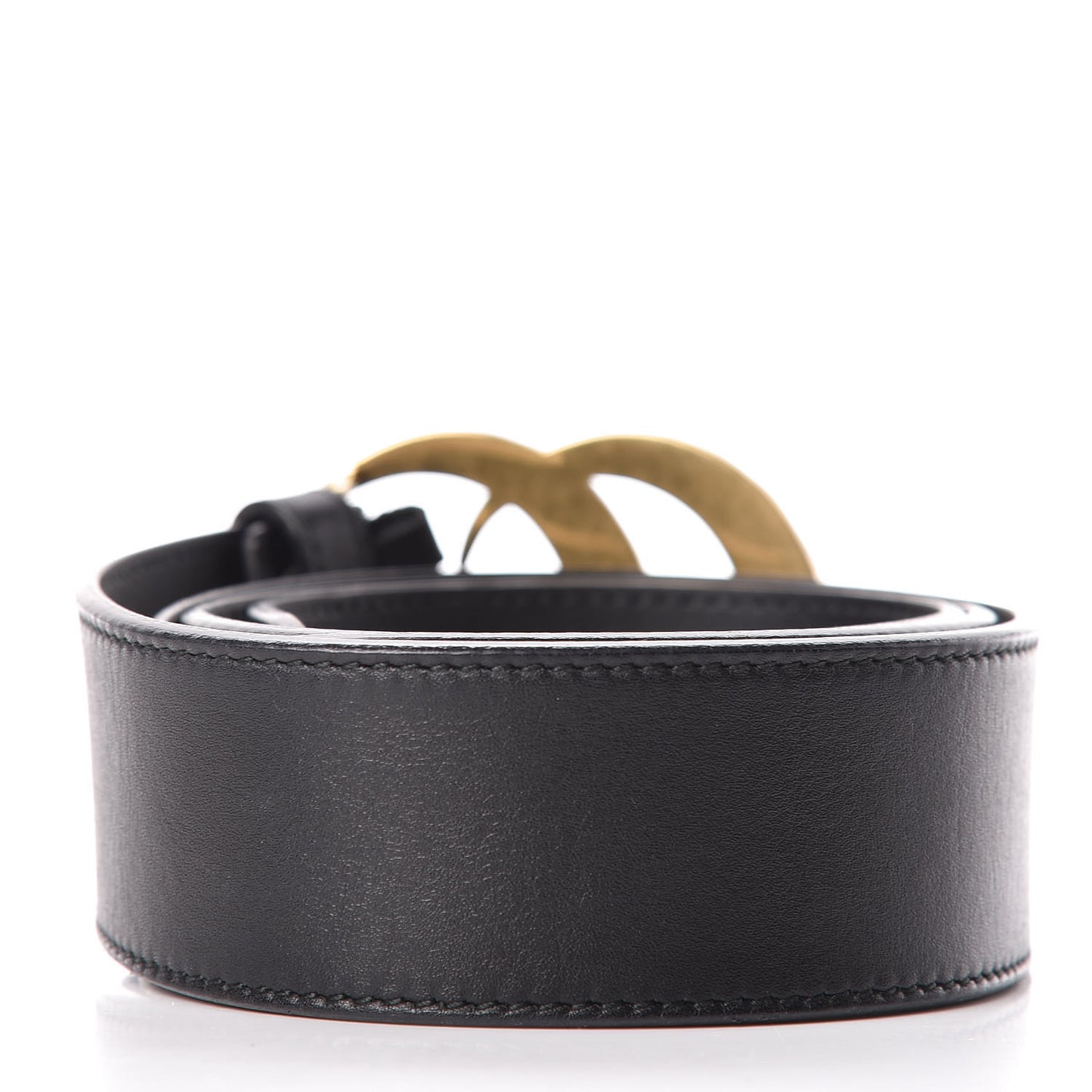 Moon Calfskin Pearl Double G 40mm Belt 90 36 Black Cream