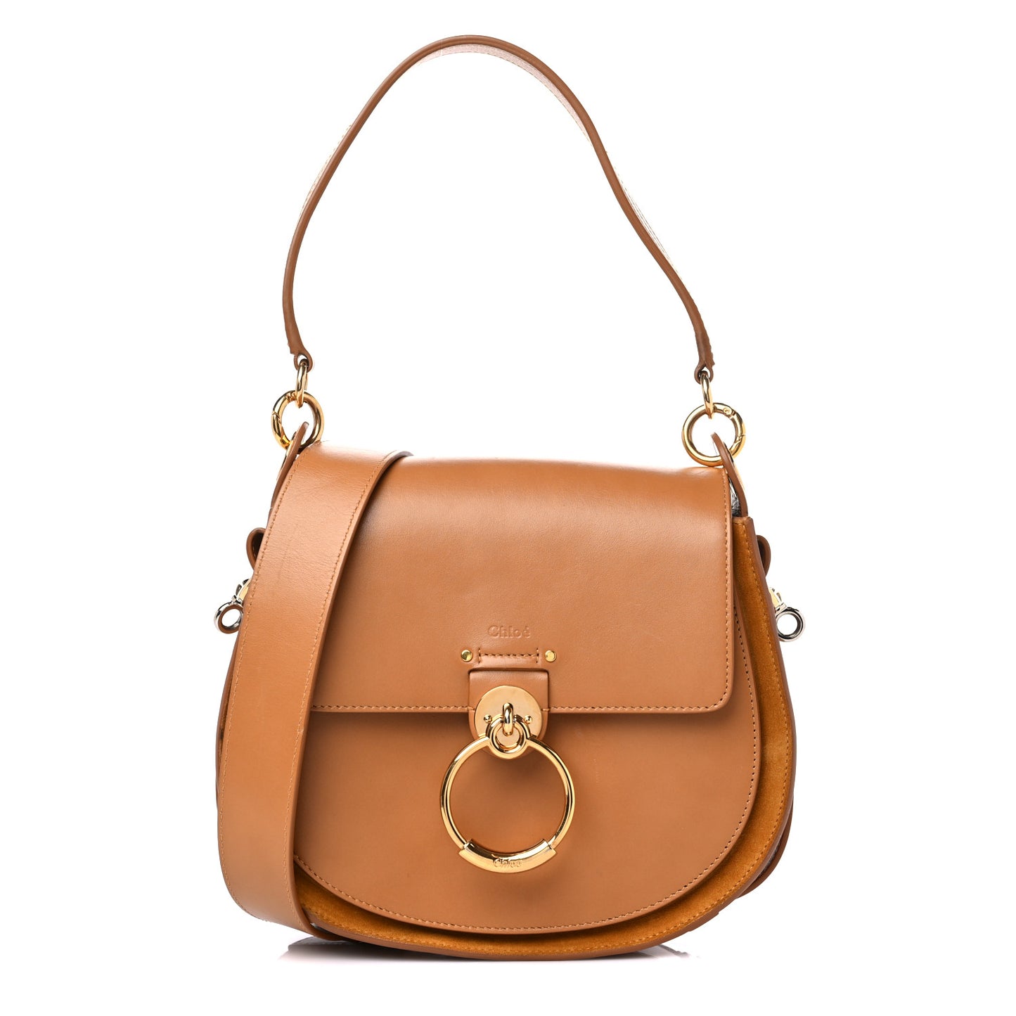 Calfskin Suede Large Tess Bag Autumnal Brown
