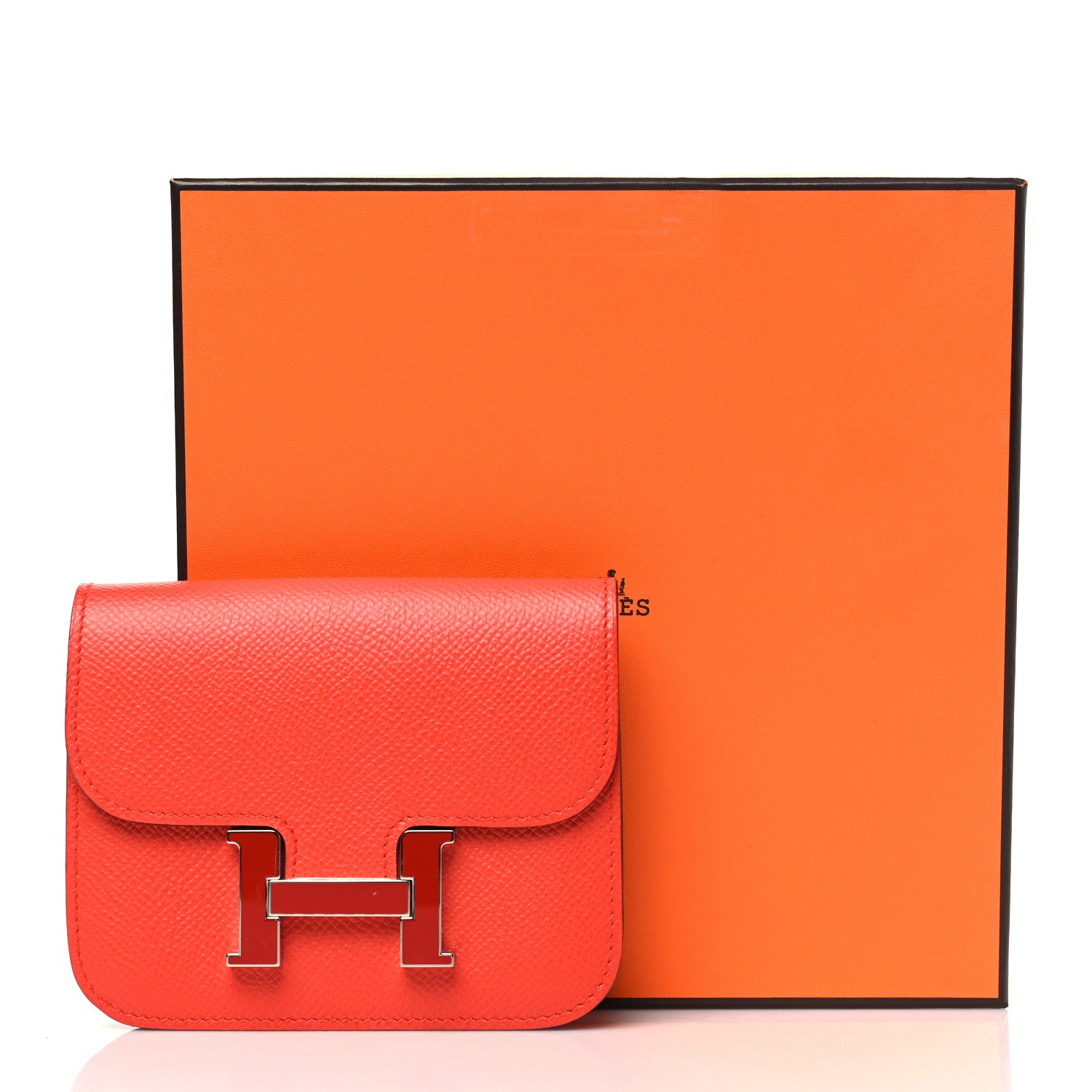 Hermes Epsom Enamel Constance Slim Wallet Capucine Sanguine 10 of 10