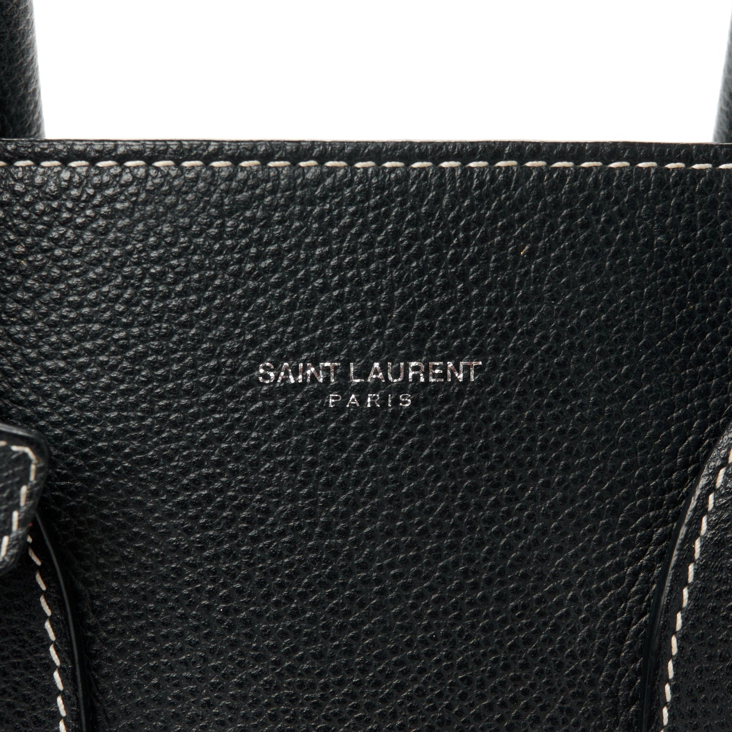 Saint Laurent Grained Calfskin Topstitch Small Sac De Jour Black Porcelain 6 of 12