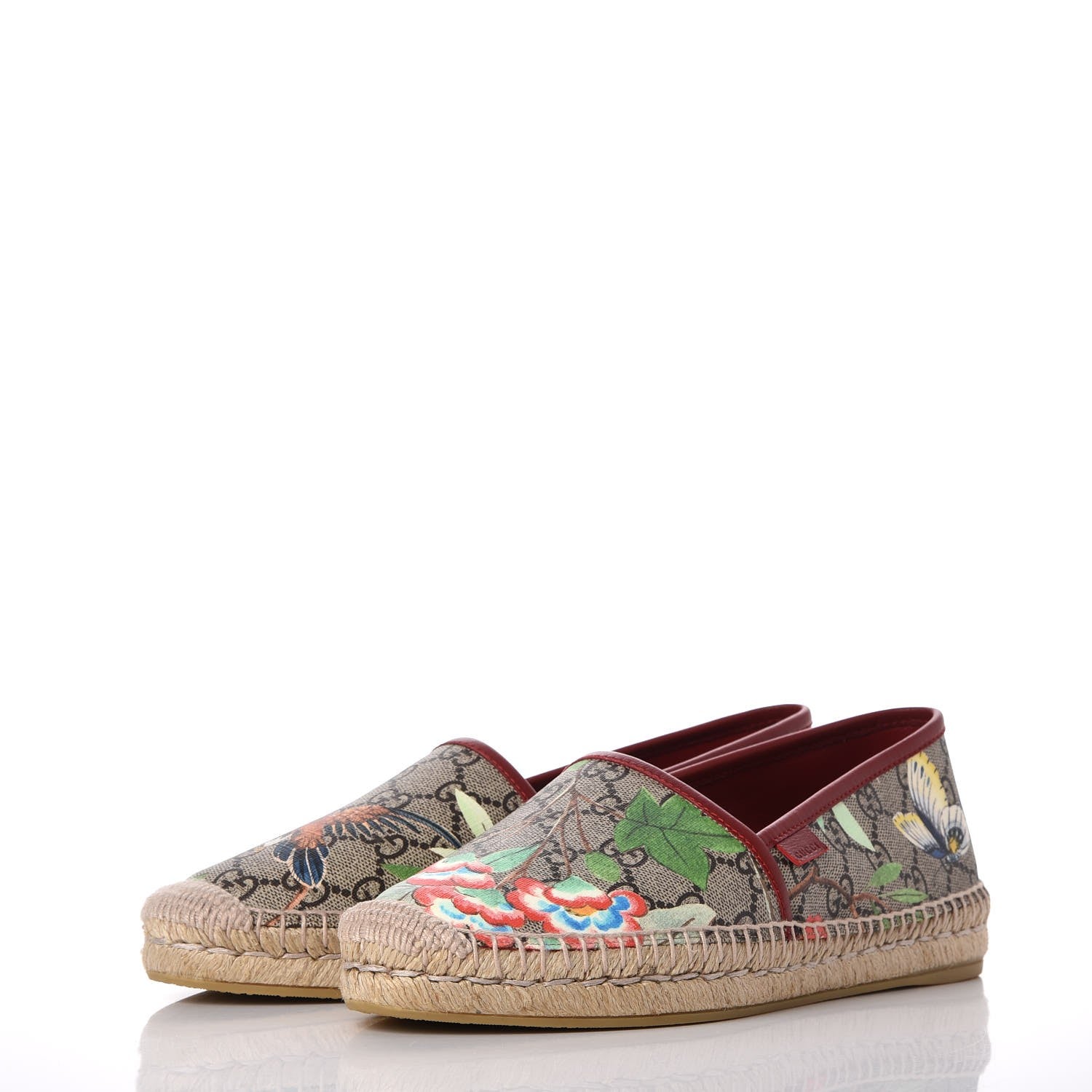 Gucci GG Supreme Monogram Tian Womens Espadrilles 40.5 Beige Multicolor Red 3 of 10