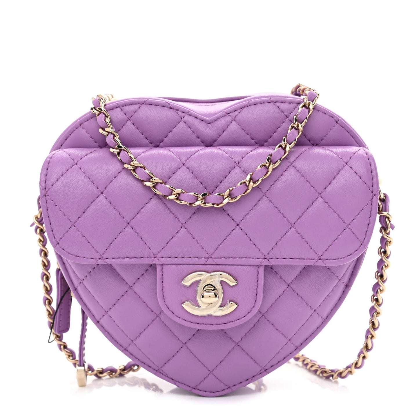 Lambskin Quilted CC In Love Heart Bag Purple