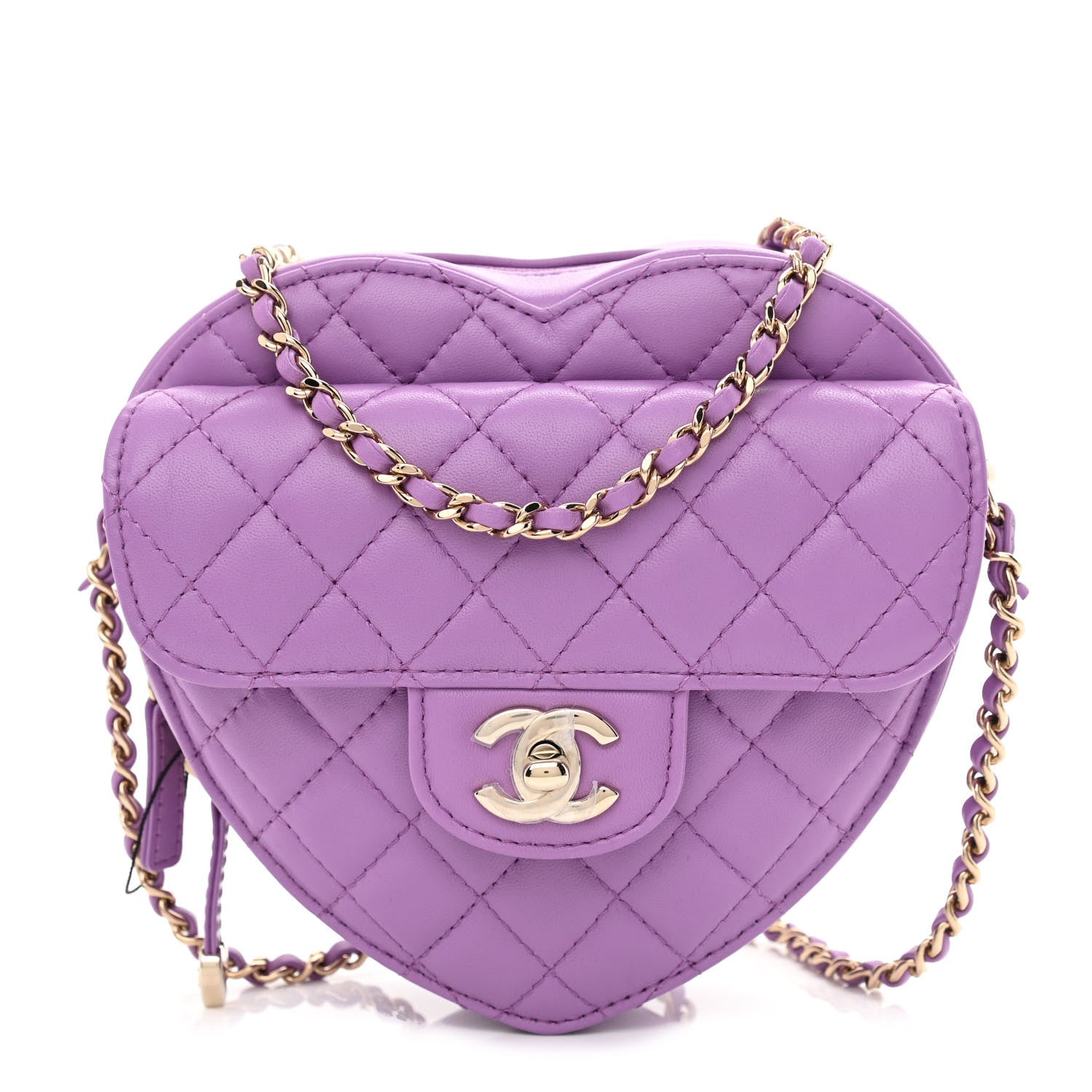 Chanel Lambskin Quilted CC In Love Heart Bag Purple 1 of 11