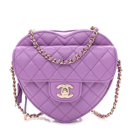 Chanel Lambskin Quilted CC In Love Heart Bag Purple 1 of 11