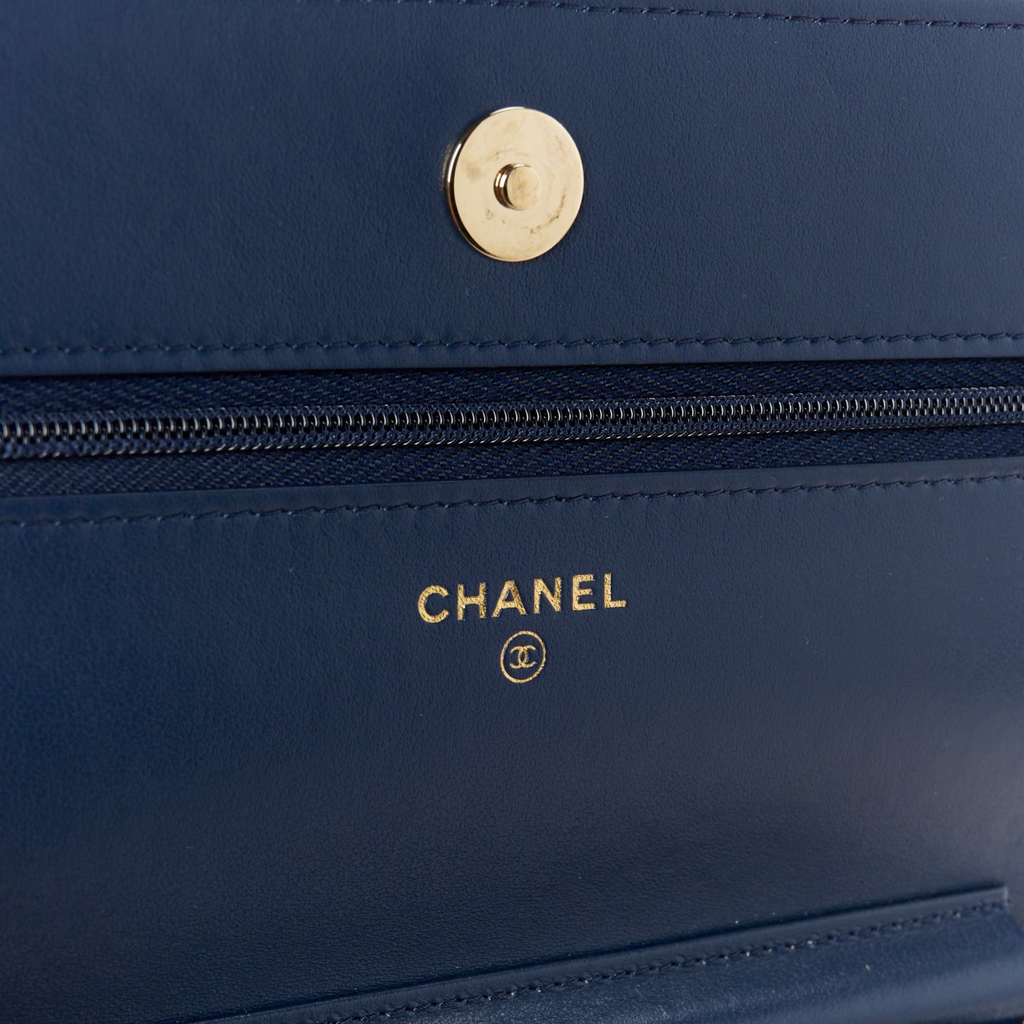 Denim Printed Wallet On Chain WOC Dark Blue