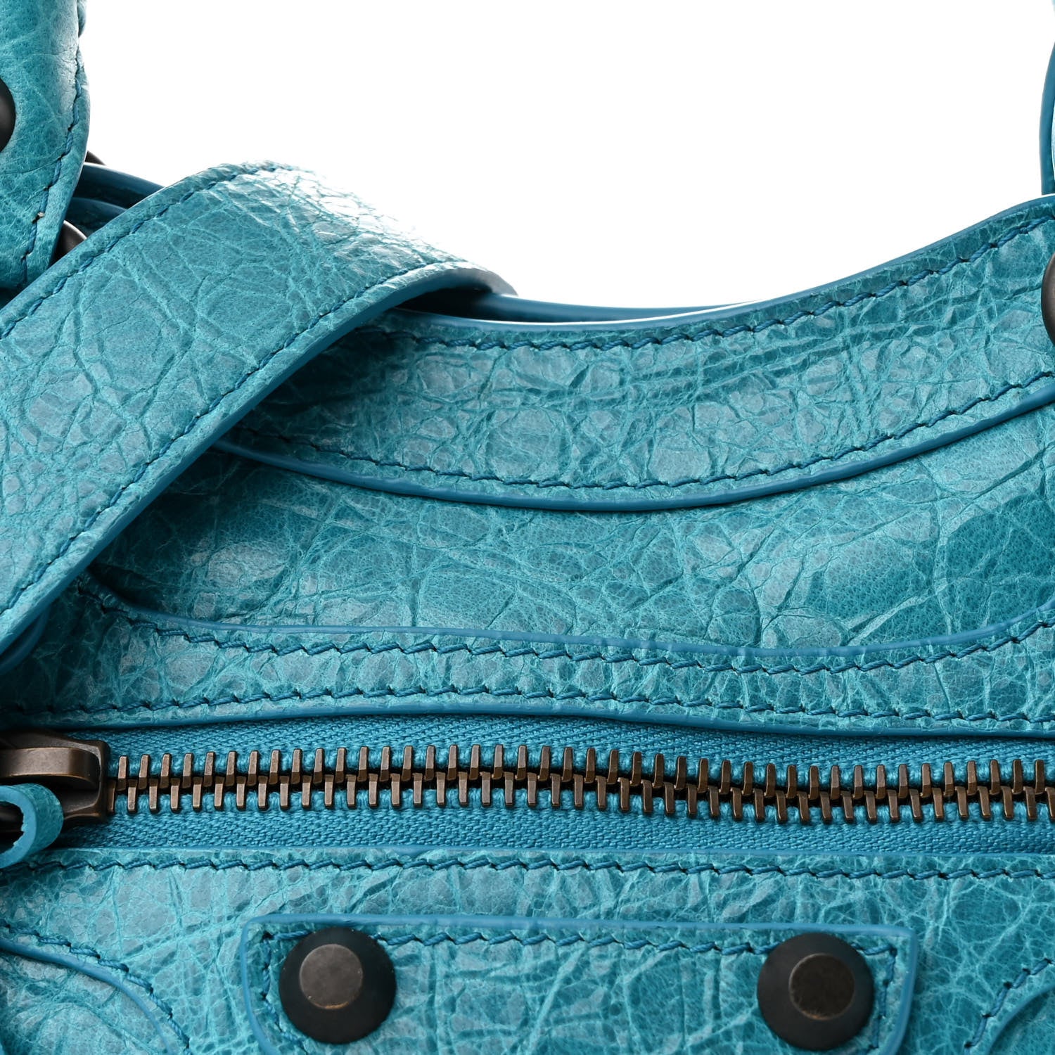 Balenciaga Agneau Arena Classic Hardware Le City Mini Turquoise