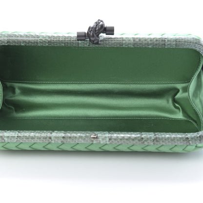Bottega Veneta Satin Intreccio Impero Ayers Stretch Knot Clutch Emerald 5 of 7