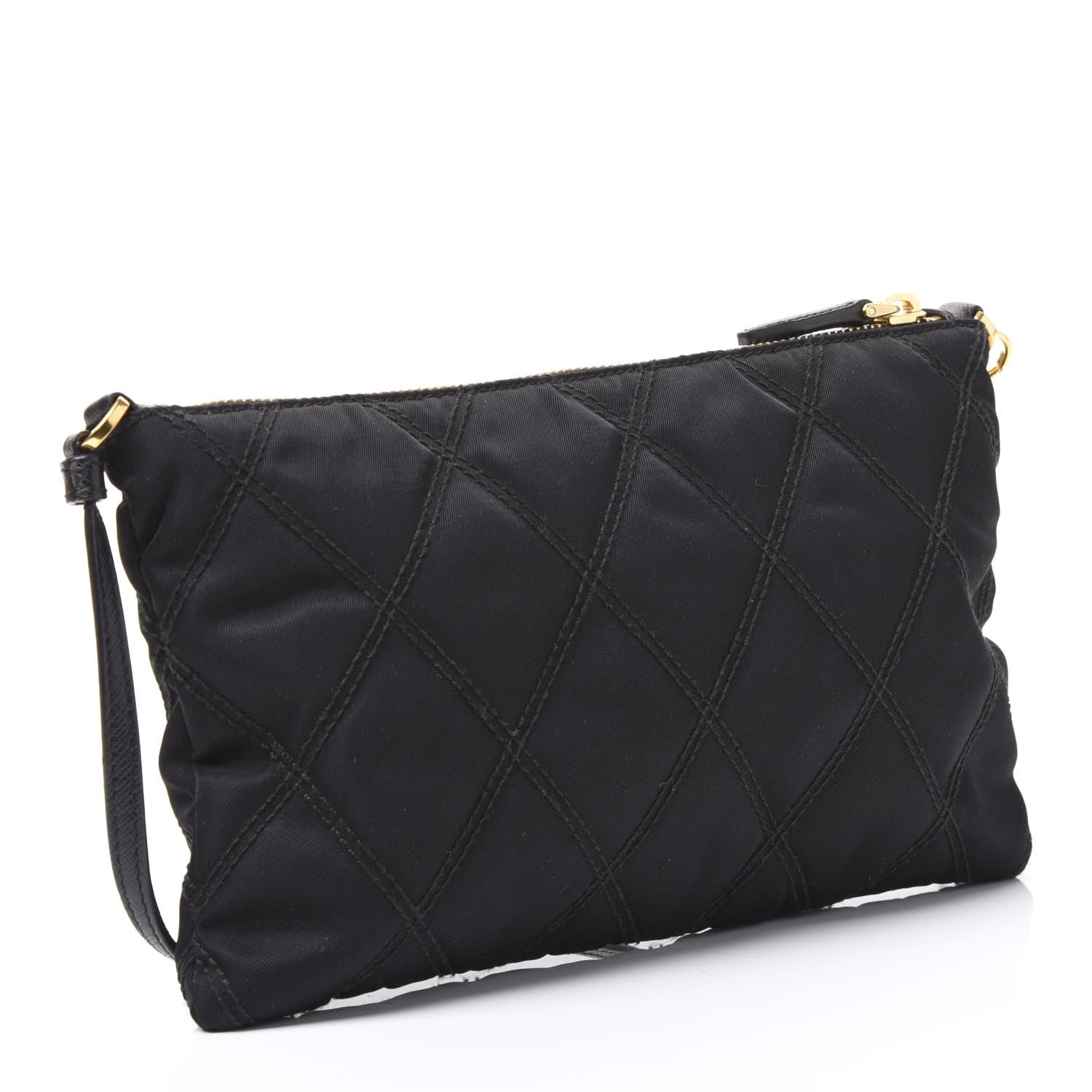 Prada Tessuto Nylon Quilted Pochette Bag Black 2 of 8