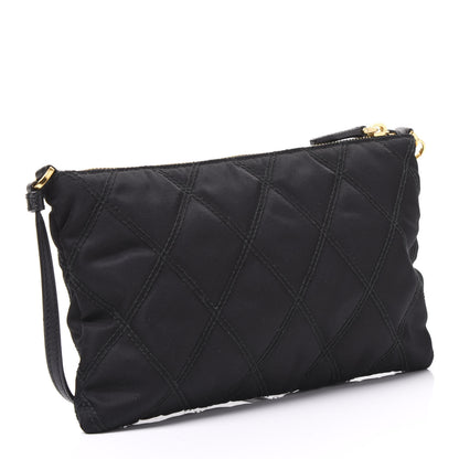 Prada Tessuto Nylon Quilted Pochette Bag Black 2 of 8