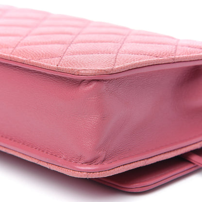 Chanel Caviar Quilted CC Filigree Wallet On Chain WOC Pink 13 of 18