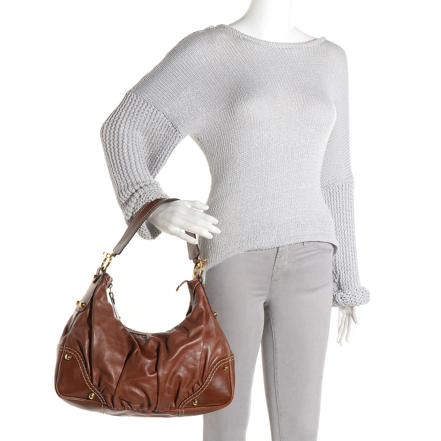Leather Medium Jockey Hobo Brown