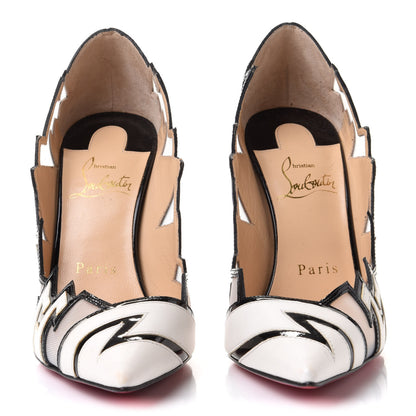 Christian Louboutin Shiny Nappa Patent Explorete 100 Pumps 36 White Black 2 of 7
