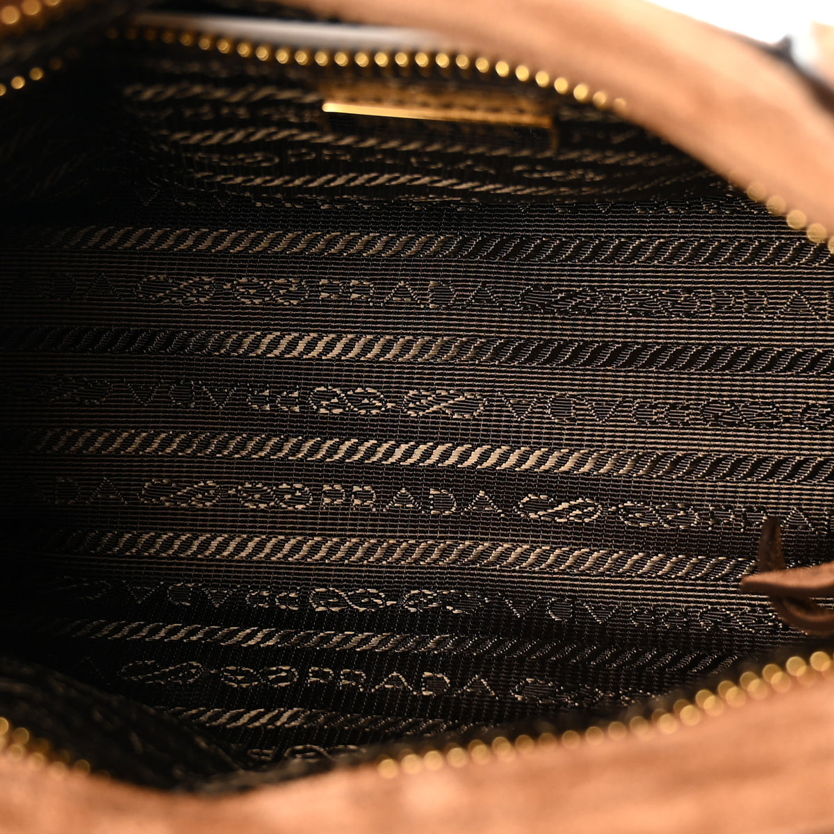 Prada Suede Triangle Mini Bonnie Shoulder Bag Cacao 4 of 9