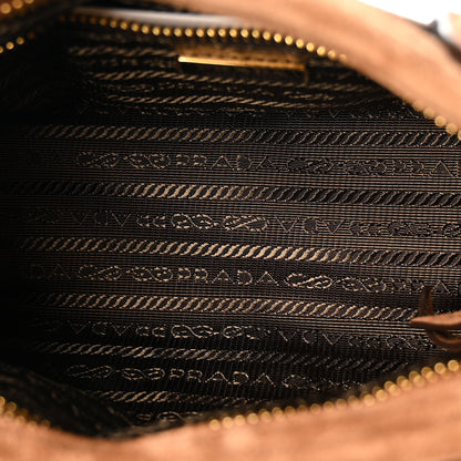 Prada Suede Triangle Mini Bonnie Shoulder Bag Cacao 4 of 9