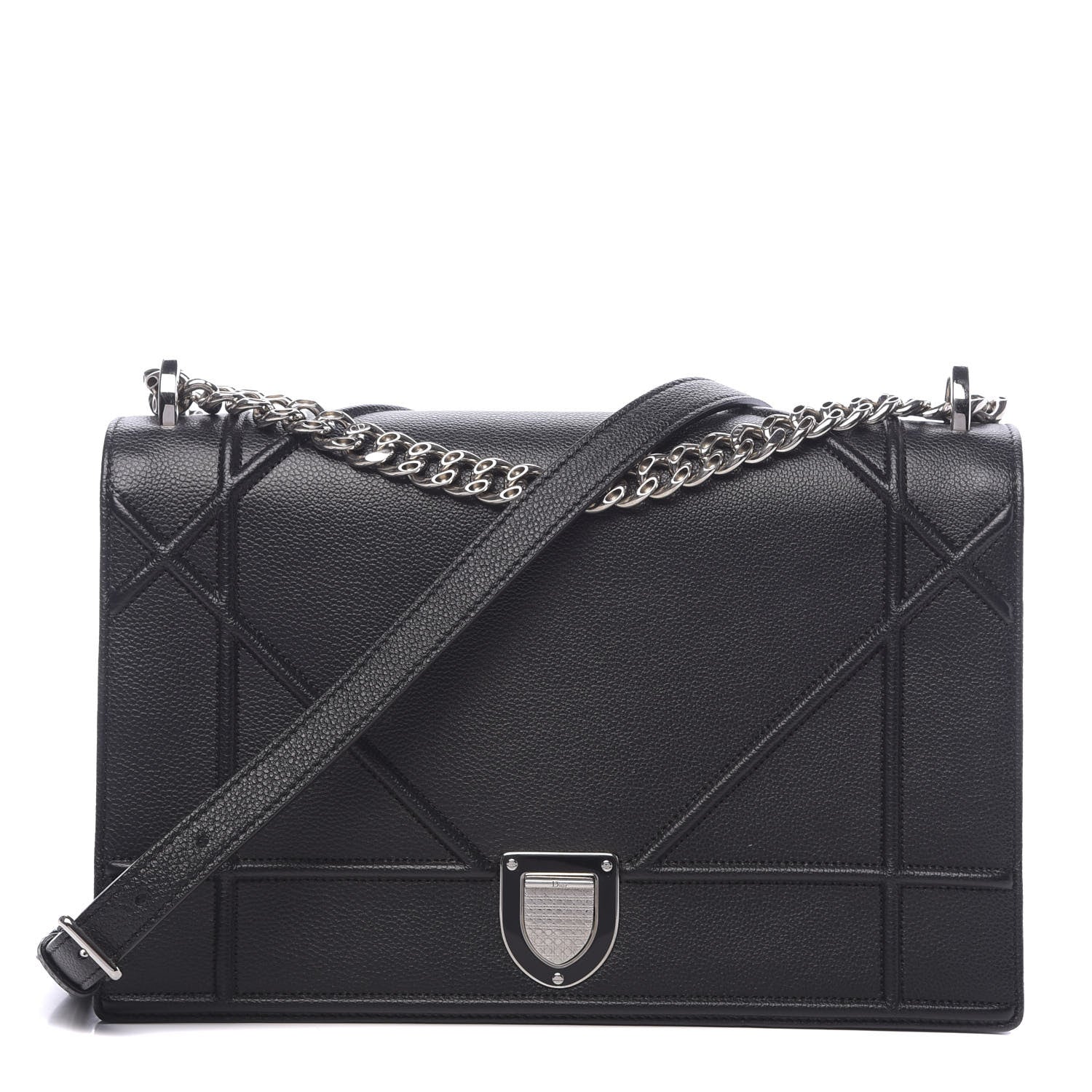 Christian Dior Grained Calfskin Large Diorama Flap Bag Black 1 of 10