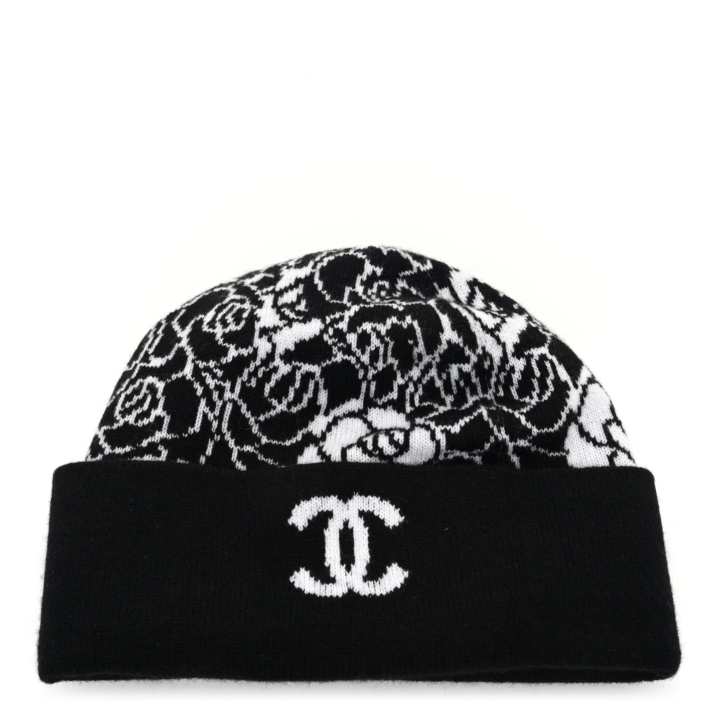 Cashmere CC Camellia Beanie Hat Black White