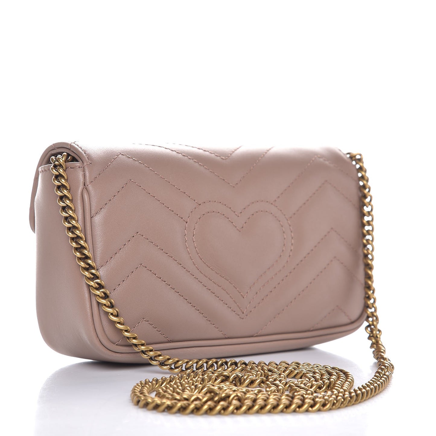 Calfskin Matelasse Super Mini GG Marmont Shoulder Bag Porcelain Rose