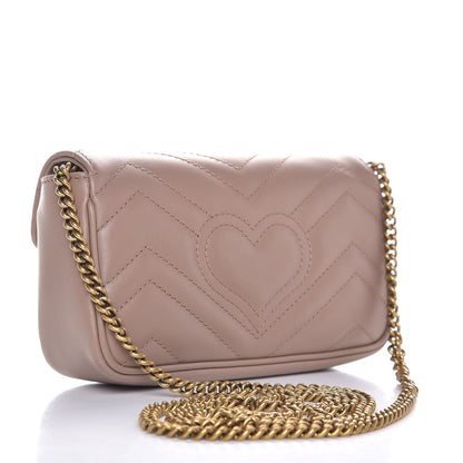 Gucci Calfskin Matelasse Super Mini GG Marmont Shoulder Bag Porcelain Rose 3 of 9