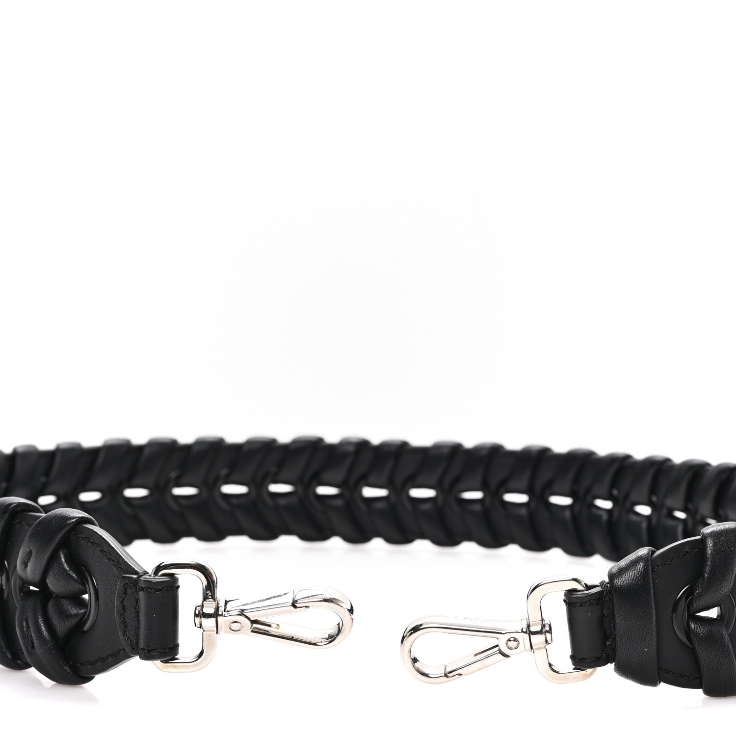 Fendi Vitello Dolce Shiny Nappa Lace Up Strap You Black 3 of 3