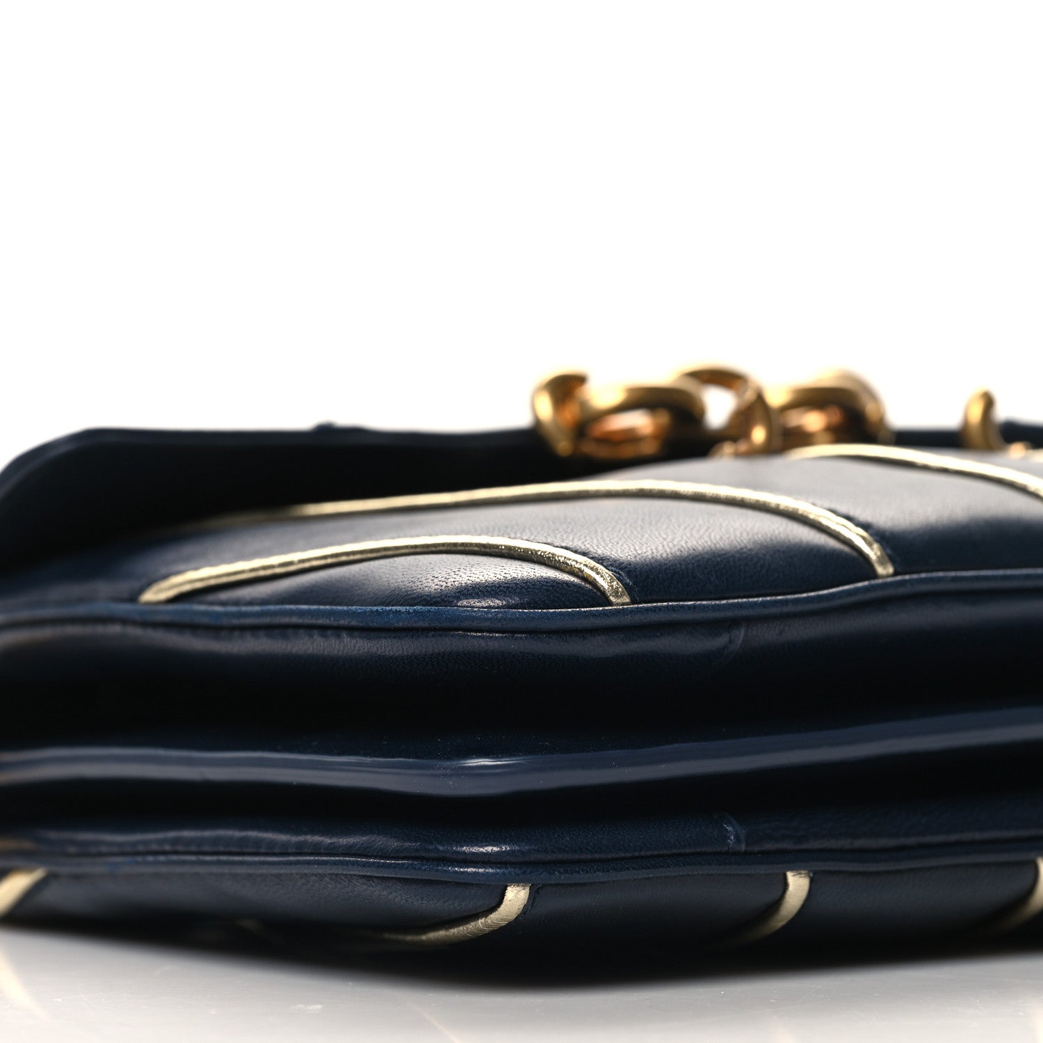 Saint Laurent Lambskin Quilted Le Maillon Satchel Marine 10 of 13