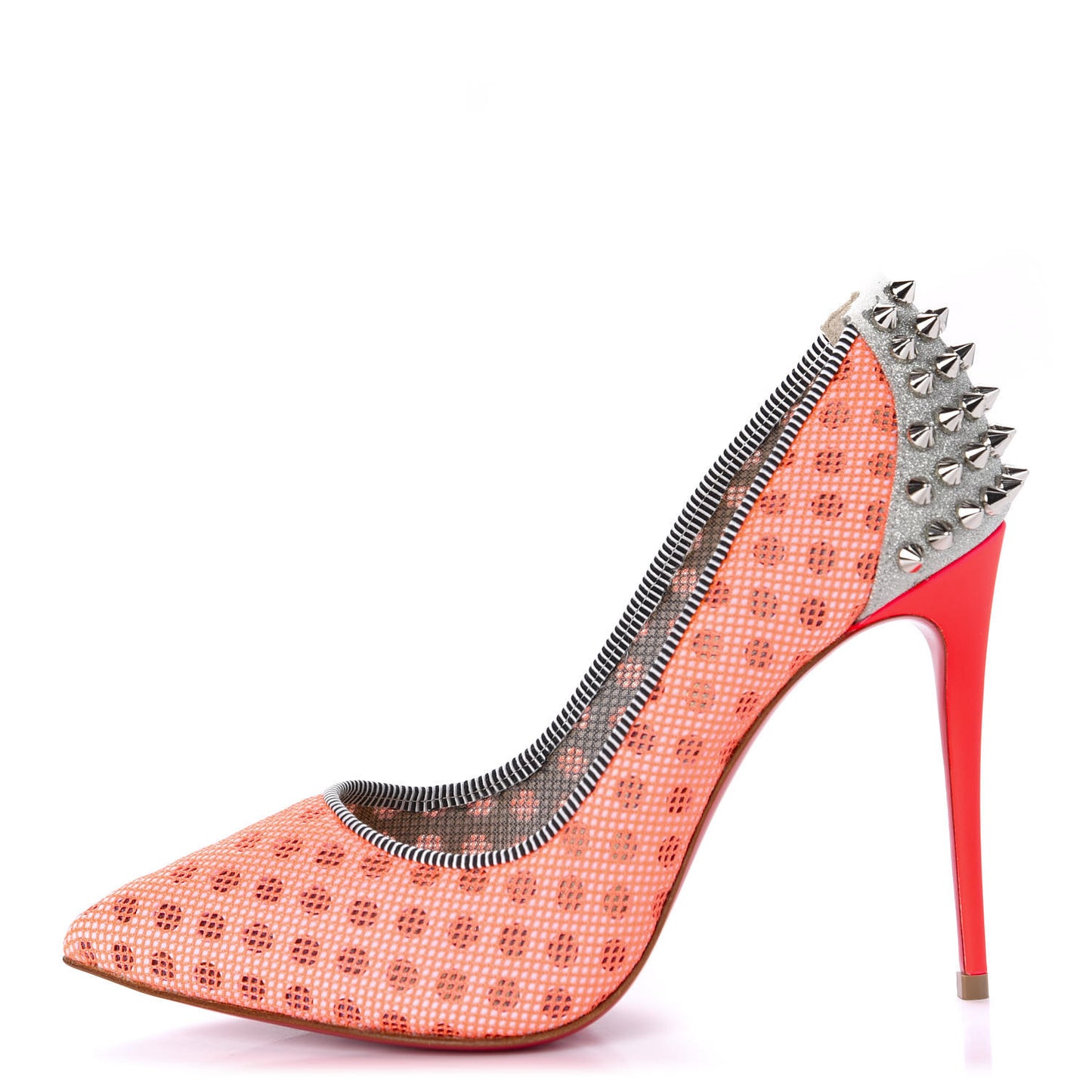 Matt Pattent Mesh Glitter Sporty 100 Spike Pumps 36.5 Orange Fluo