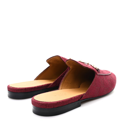 Gucci New Canvas GG Monogram Malaga Kid Womens Princetown Slippers 40 Rosso Ancora 5 of 10