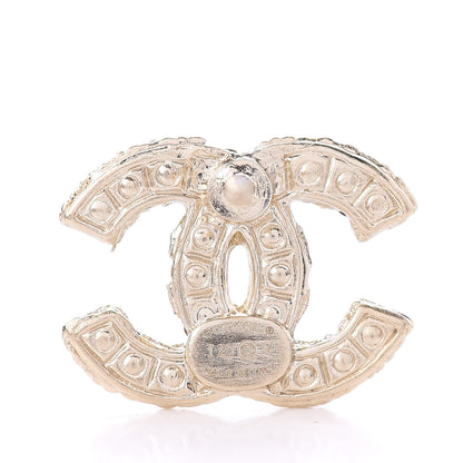 Chanel Metal Graduated Pearl Crystal CC Earrings Light Gold 3 of 4