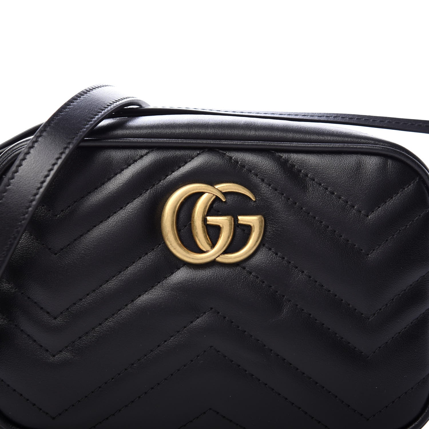 Gucci Calfskin Matelasse Mini GG Marmont Chain Shoulder Bag Black 11 of 12