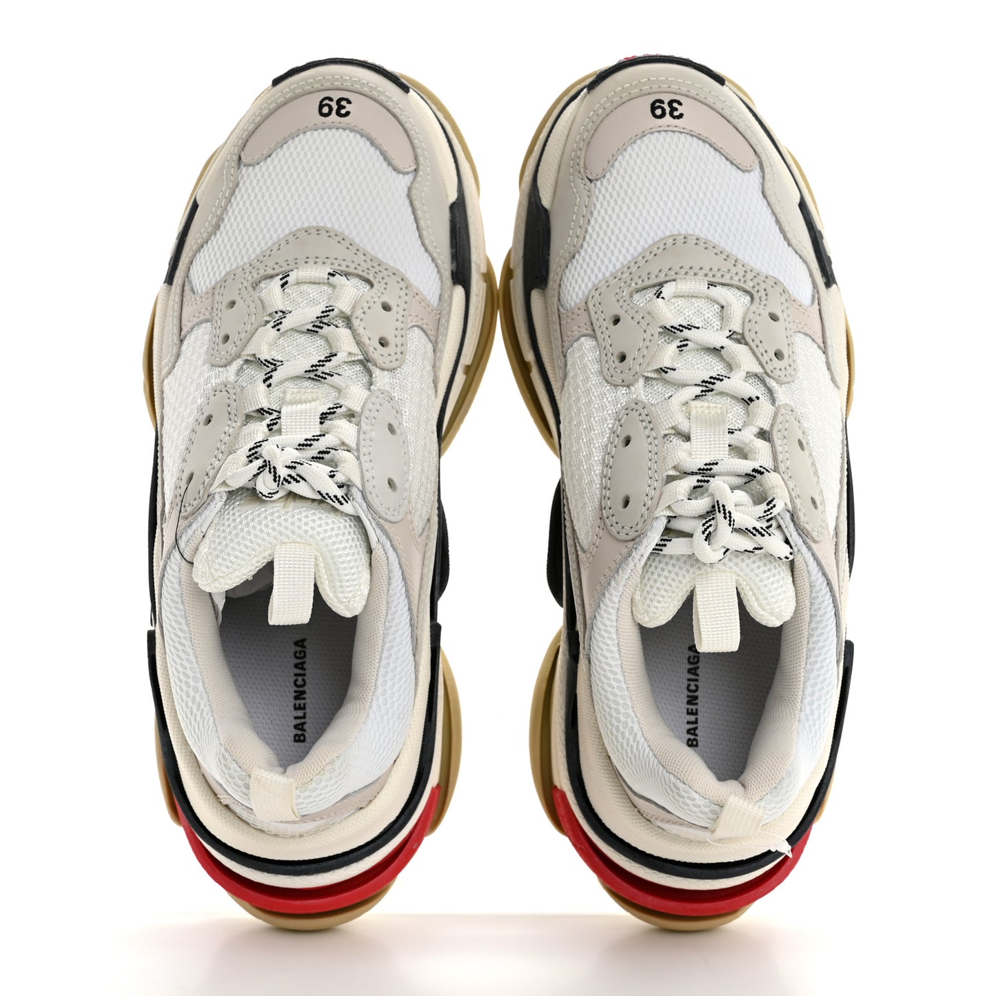 Fabric Mesh Womens Triple S Sneakers 39 Grey Red White