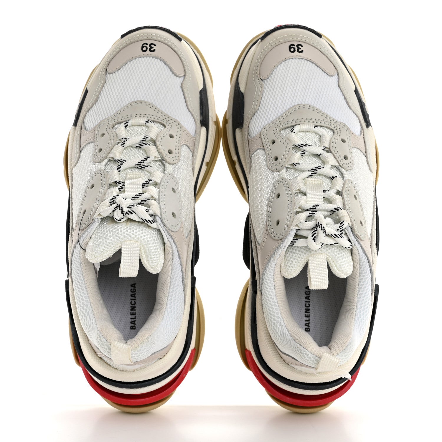 Balenciaga Fabric Mesh Womens Triple S Sneakers 39 Grey Red White 2 of 10