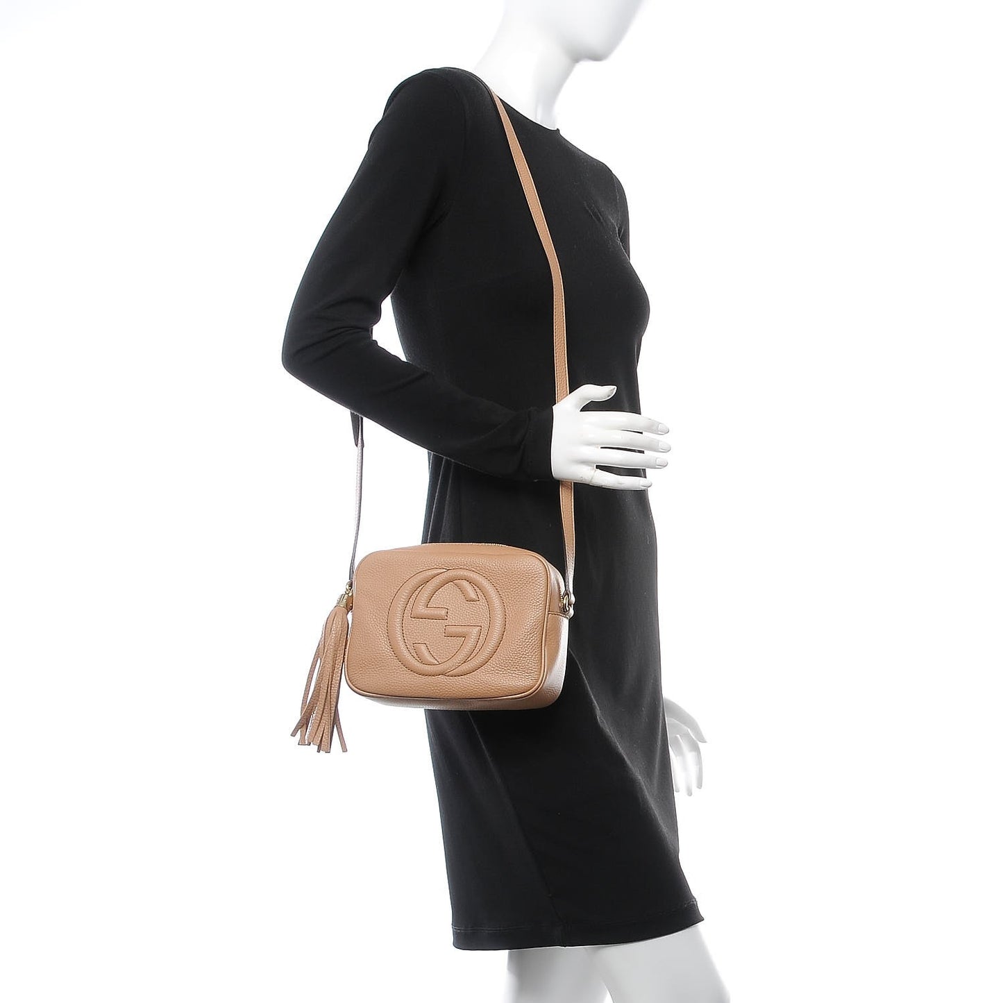 Pebbled Calfskin Small Soho Disco Bag Rose Beige