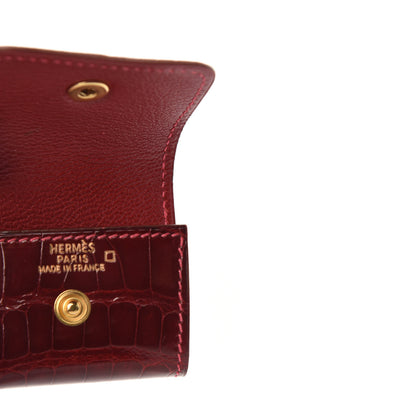 Hermes Shiny Alligator Post It Notepad Holder PM Rouge H 6 of 7