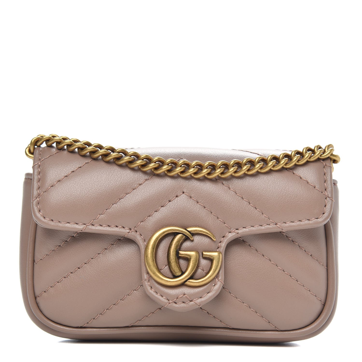 Gucci Calfskin Matelasse Heart GG Marmont 2.0 Coin Purse On A Chain Porcelain Rose 1 of 9