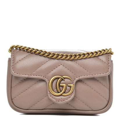 Gucci Calfskin Matelasse Heart GG Marmont 2.0 Coin Purse On A Chain Porcelain Rose 1 of 9
